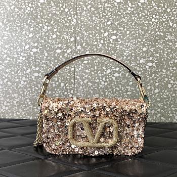 	 VALENTINO GARAVANI Loco Small 3D Sequins Shoulder Bag 19x10.5x5cm