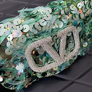 	 VALENTINO GARAVANI Loco Small 3D Sequins Shoulder Bag Light Green Size 19x10.5x5cm - 2