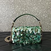 	 VALENTINO GARAVANI Loco Small 3D Sequins Shoulder Bag Light Green Size 19x10.5x5cm - 4