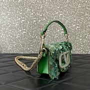 	 VALENTINO GARAVANI Loco Small 3D Sequins Shoulder Bag Light Green Size 19x10.5x5cm - 5