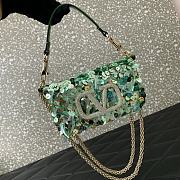 	 VALENTINO GARAVANI Loco Small 3D Sequins Shoulder Bag Light Green Size 19x10.5x5cm - 6