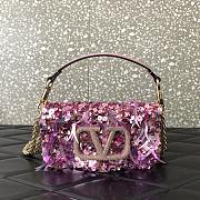	 VALENTINO GARAVANI Loco Small 3D Sequins Shoulder Bag Pink Size 19x10.5x5cm - 1