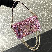	 VALENTINO GARAVANI Loco Small 3D Sequins Shoulder Bag Pink Size 19x10.5x5cm - 3