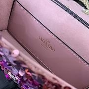 	 VALENTINO GARAVANI Loco Small 3D Sequins Shoulder Bag Pink Size 19x10.5x5cm - 5