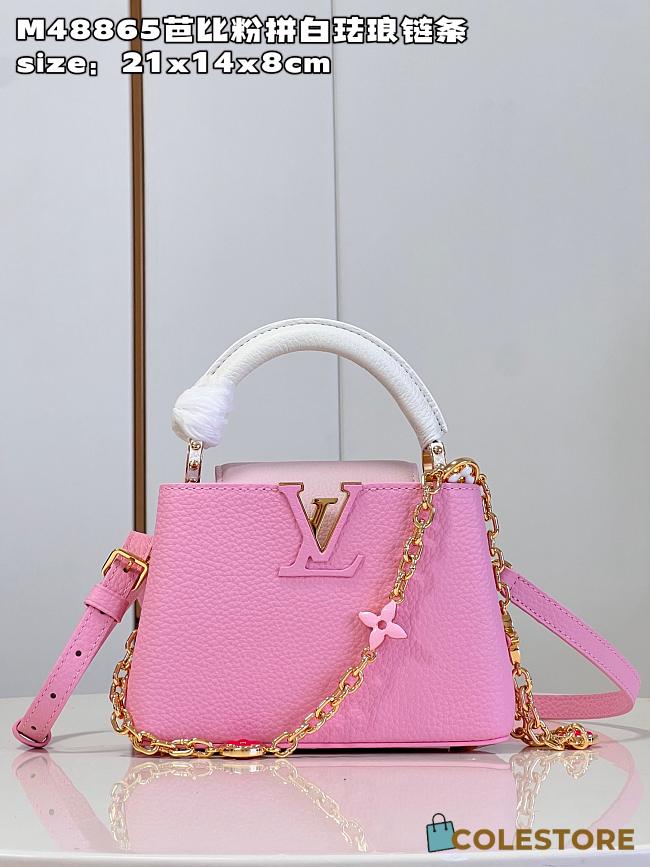 	 Louis Vuitton Capucines Mini Pink M22375 Size 21x14x8cm - 1