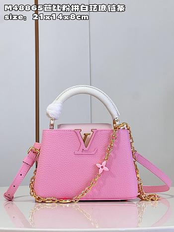 	 Louis Vuitton Capucines Mini Pink M22375 Size 21x14x8cm