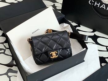 Chanel 22A Small Flap Bag Black Grained Shinny Calfskin