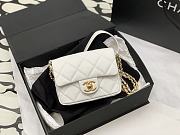 Chanel 22A Small Flap Bag White Grained Shinny Calfskin - 1