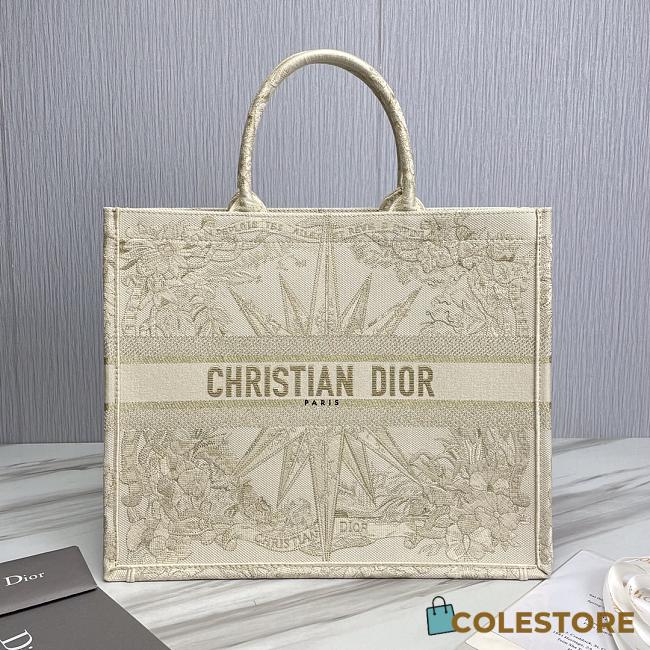 LARGE DIOR BOOK TOTE White Multicolor Rêve d'Infini Embroidery (42 x 35 x 18.5 cm) - 1