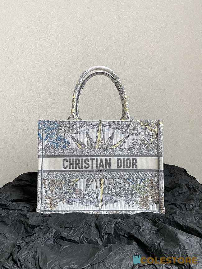 CD Book Tote White Embroidery Size 36×27×16cm - 1