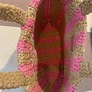 Prada Logo Small Raffia Tote Bag Straw Wicker Pink Beige Size 24x24x8cm - 4
