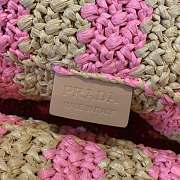 Prada Logo Small Raffia Tote Bag Straw Wicker Pink Beige Size 24x24x8cm - 3