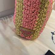 Prada Logo Small Raffia Tote Bag Straw Wicker Pink Beige Size 24x24x8cm - 2