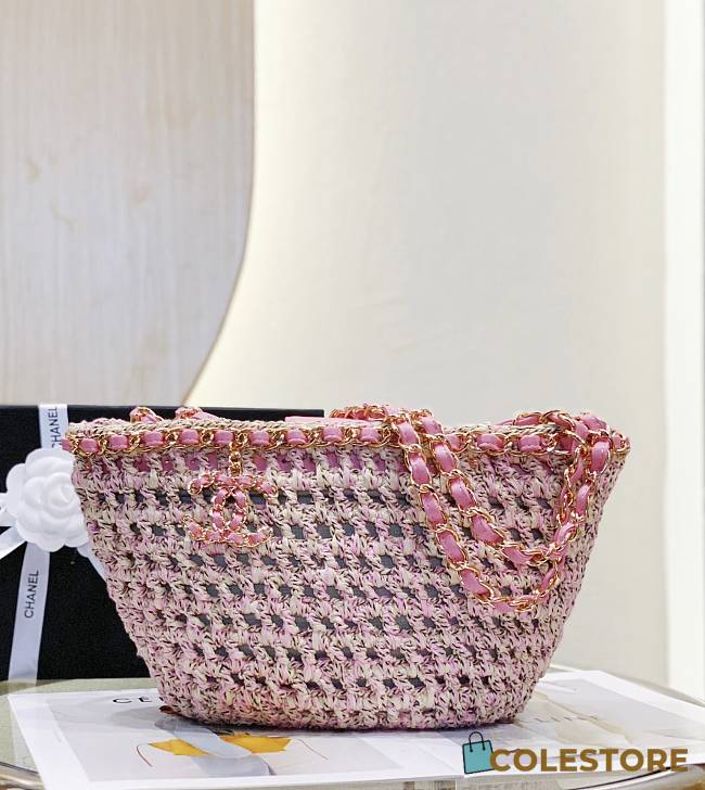 Chanel Small Crochet Shopping Tote Pink Size 36x20x12 cm - 1