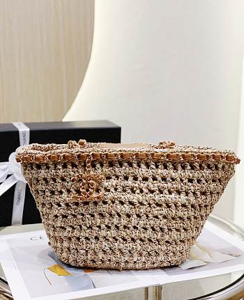 Chanel Small Crochet Shopping Tote Size Brown Size 36x20x12 cm