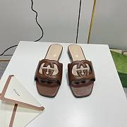 	 Gucci Women's Interlocking G Cutout Leather Sandals Brown Size 35-41cm - 1