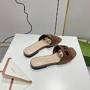 	 Gucci Women's Interlocking G Cutout Leather Sandals Brown Size 35-41cm - 6