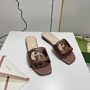 	 Gucci Women's Interlocking G Cutout Leather Sandals Brown Size 35-41cm - 4