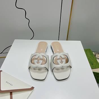 	 Gucci Women's Interlocking G Cutout Leather Sandals White Size 35-41cm