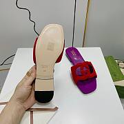 	 Gucci Women's Interlocking G Cutout Leather Sandals Red/ Purple Size 35-41cm - 5