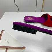 	 Gucci Women's Interlocking G Cutout Leather Sandals Red/ Purple Size 35-41cm - 4