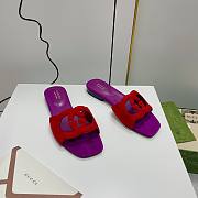 	 Gucci Women's Interlocking G Cutout Leather Sandals Red/ Purple Size 35-41cm - 3