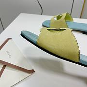	 Gucci Women's Interlocking G Cutout Leather Sandals Yellow/ Light Blue Size 35-41cm  - 4