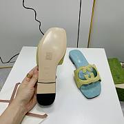 	 Gucci Women's Interlocking G Cutout Leather Sandals Yellow/ Light Blue Size 35-41cm  - 2
