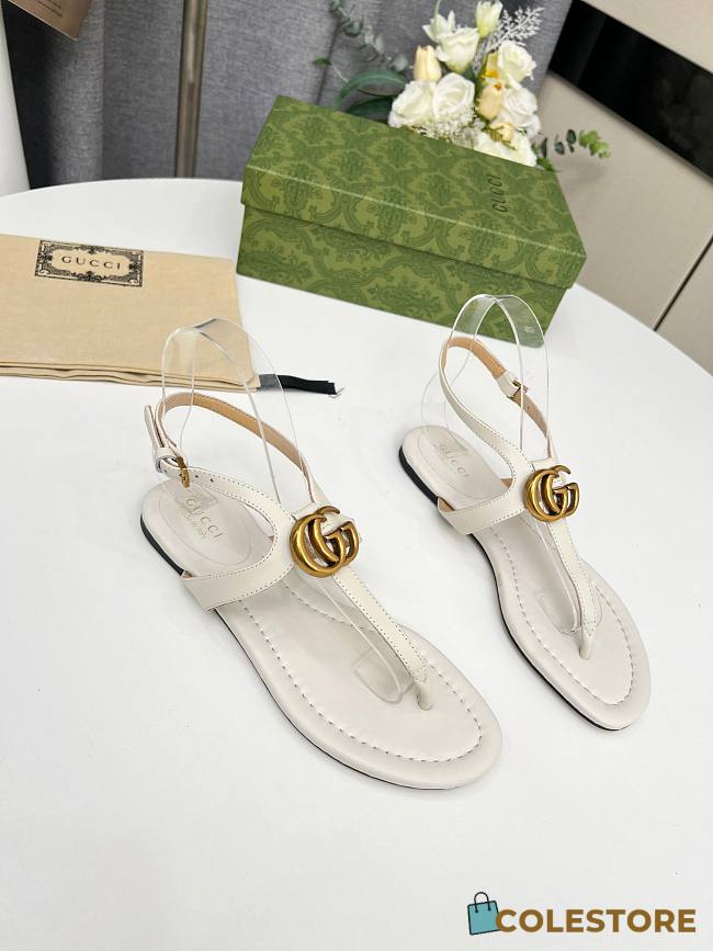  Gucci Women's Double G Thong Sandal White Size 35-43cm - 1