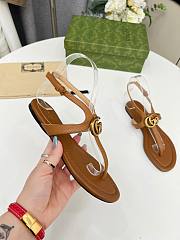	 Gucci Women's Double G Thong Sandal Brown Size 35-43cm - 4