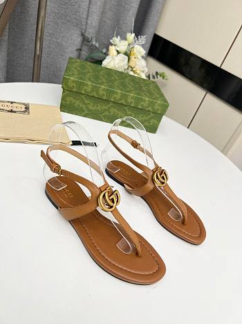 	 Gucci Women's Double G Thong Sandal Brown Size 35-43cm