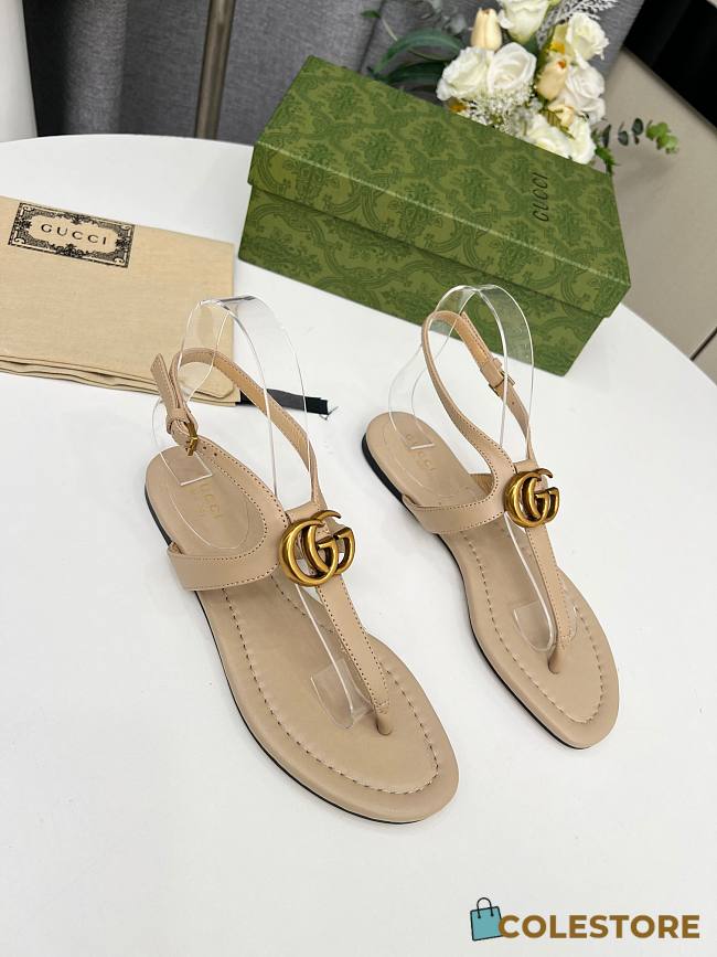 	 Gucci Women's Double G Thong Sandal Beige Size 35-43cm - 1