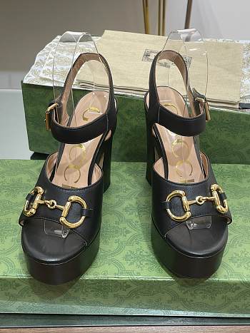 Gucci Horsebit Leather Platform Sandals Black 35-41