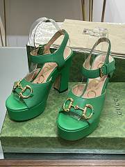 	 Gucci Horsebit Leather Platform Sandals Green 35-41 - 4