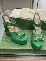 	 Gucci Horsebit Leather Platform Sandals Green 35-41 - 2