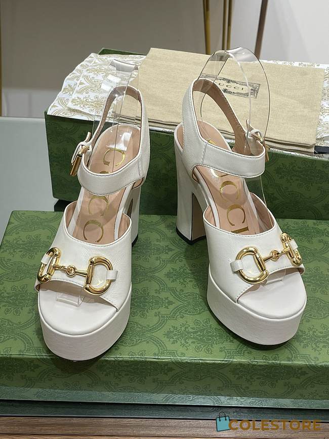 	 Gucci Horsebit Leather Platform Sandals White 35-41 - 1