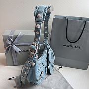 Colestore 	 Balenciaga Le Cagole Small Shoulder Bag In Denim With Rhinestones 26x16x6cm - 2