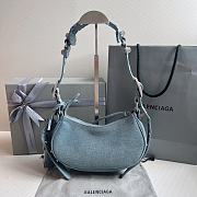 Colestore 	 Balenciaga Le Cagole Small Shoulder Bag In Denim With Rhinestones 26x16x6cm - 3