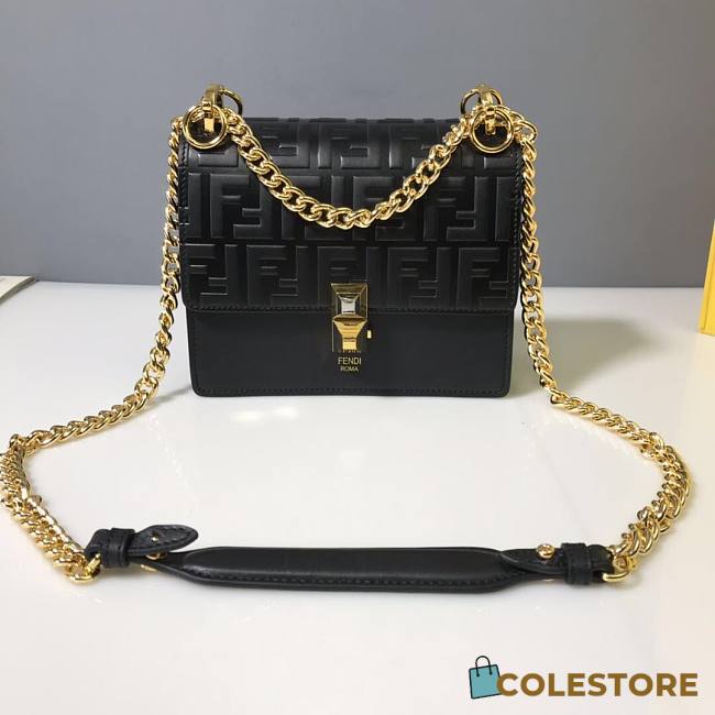 Fendi Kan I Black Small Shoulder Bag In Black 5325B89 Size 19x13x9cm - 1