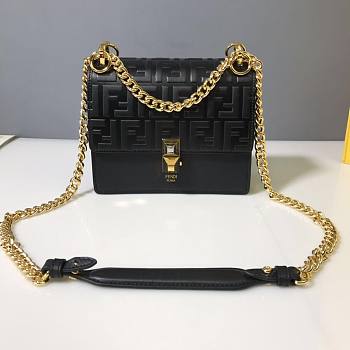 Fendi Kan I Black Small Shoulder Bag In Black 5325B89 Size 19x13x9cm