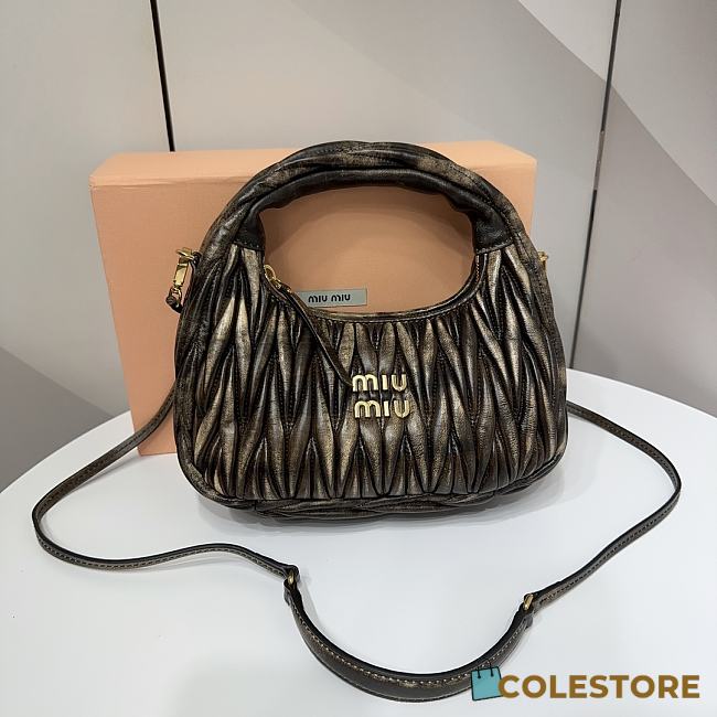 Miu Wander Matelassé Nappa Leather Mini Hobo Bag 23X13X7 - 1