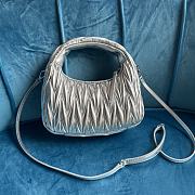 	 Miu Wander Matelassé Nappa Leather Mini Hobo Bag Silver 23X13X7 - 5