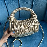 	 Miu Wander Matelassé Nappa Leather Mini Hobo Bag Golden 23X13X7 - 4