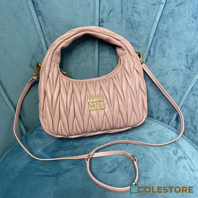 	 Miu Wander Matelassé Nappa Leather Mini Hobo Bag Light Pink 23X13X7 - 1
