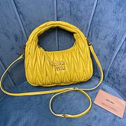 	 Miu Wander Matelassé Nappa Leather Mini Hobo Bag Yellow 23X13X7 - 1