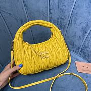 	 Miu Wander Matelassé Nappa Leather Mini Hobo Bag Yellow 23X13X7 - 4