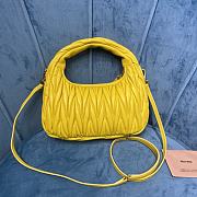 	 Miu Wander Matelassé Nappa Leather Mini Hobo Bag Yellow 23X13X7 - 5