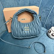	 Miu Wander Matelassé Nappa Leather Mini Hobo Bag Blue 23X13X7 - 1