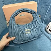 	 Miu Wander Matelassé Nappa Leather Mini Hobo Bag Blue 23X13X7 - 3