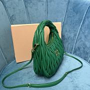 	 Miu Wander Matelassé Nappa Leather Mini Hobo Bag Green 23X13X7 - 2